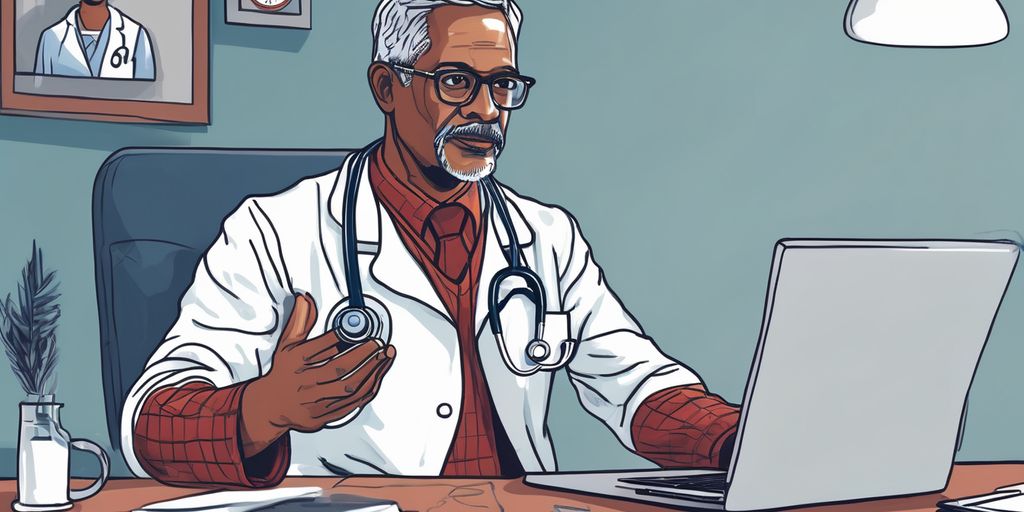 doctor consulting patient online with laptop