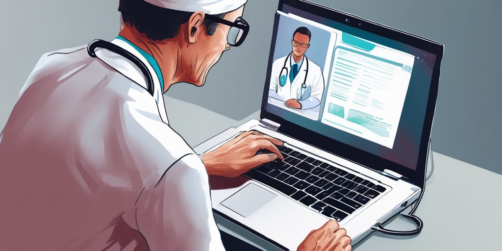 doctor consulting online laptop