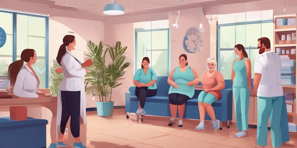 weightloss clinic interior with supportive staff and happy clients