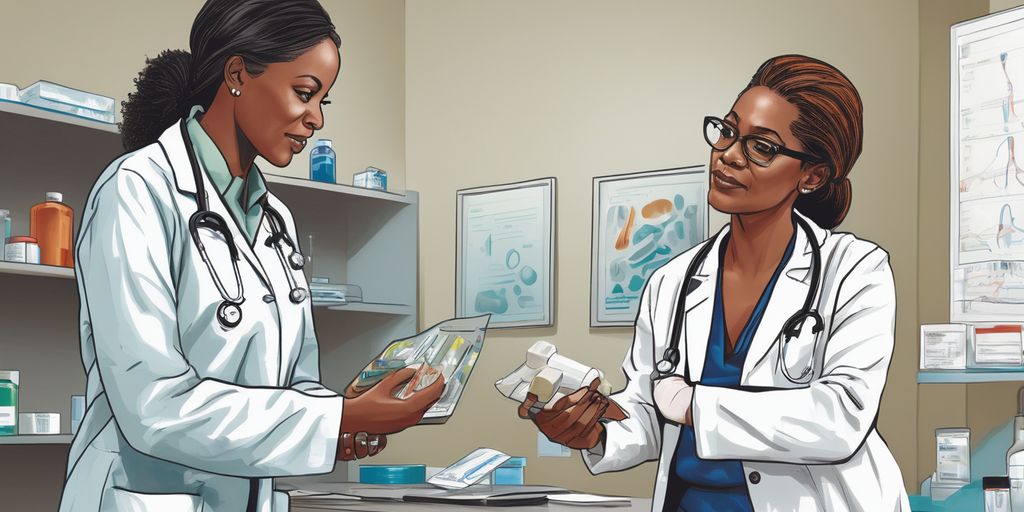 female doctor discussing medication with patient in clinic