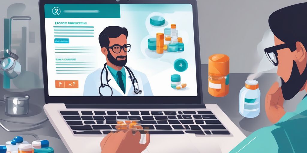 doctor consulting online laptop prescription medication