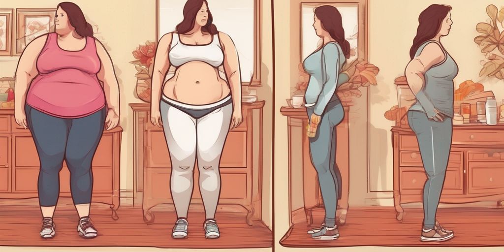 weight loss journey concept with before and after comparison