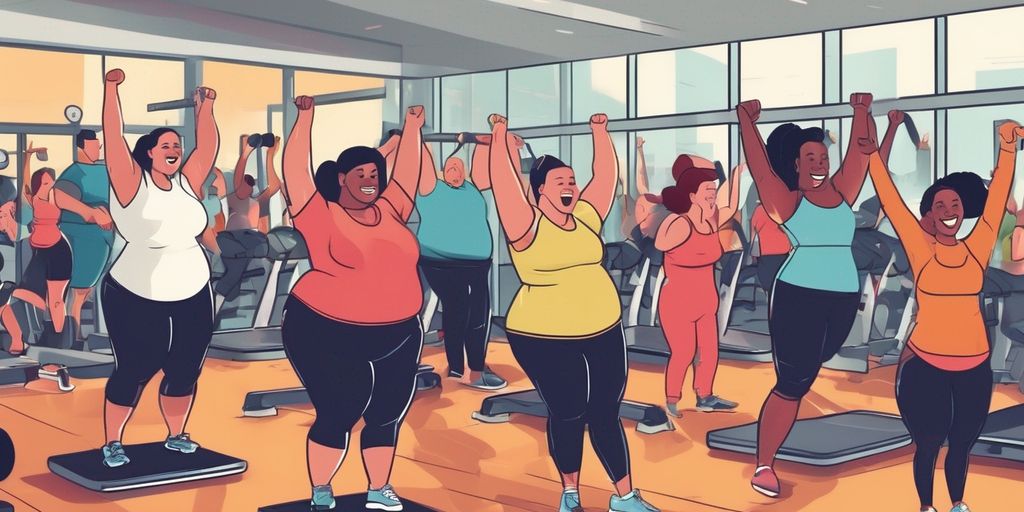 people celebrating weight loss success in a gym