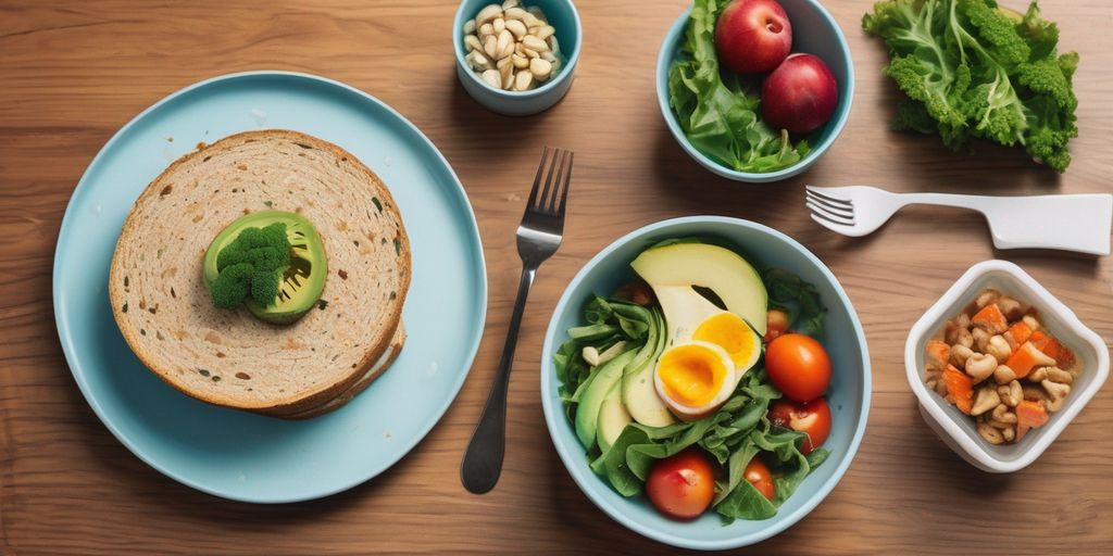 healthy lunch meal on a table with weight loss theme