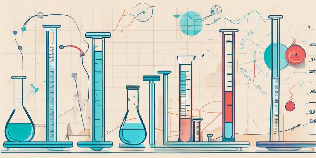 weight loss transformation before and after with scientific elements like test tubes and graphs