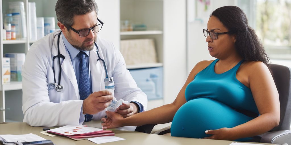 pregnant woman consulting doctor about medication