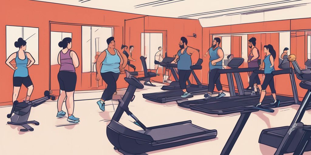 people exercising in a gym showing weight loss progress