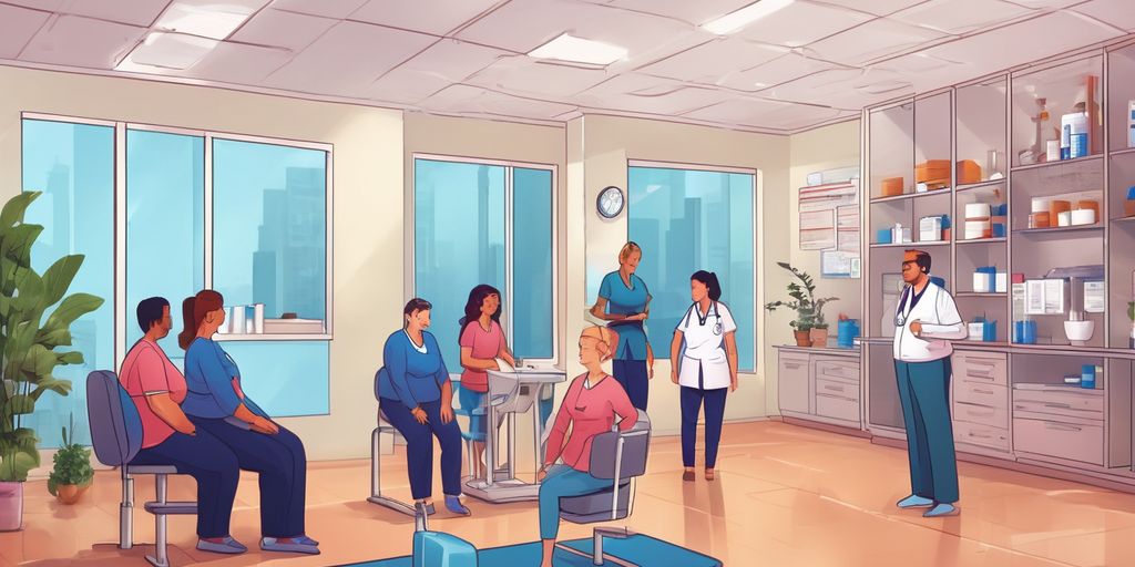 weight loss clinic interior with people consulting about phentermine