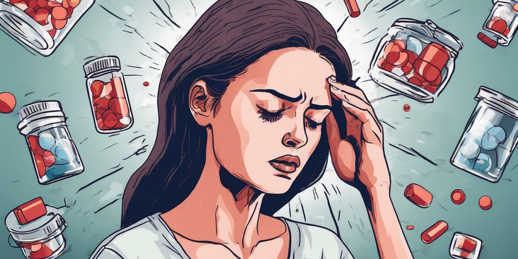 woman experiencing headache medication concept