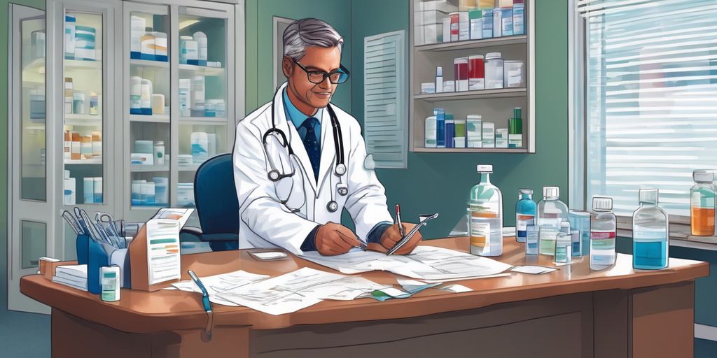doctor prescribing medication in clinic office